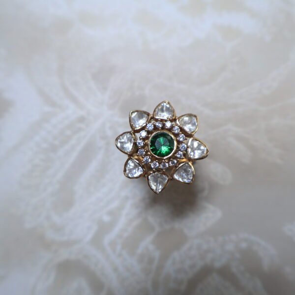 92.5 silver ring with Moissanite and semi-precious stones – handcrafted designer ring with diamond-like sparkle