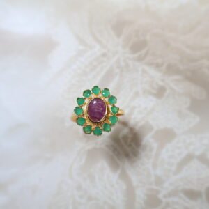 92.5 silver ring with multicolor precious and semi-precious stones – handcrafted Indian design in sterling silver